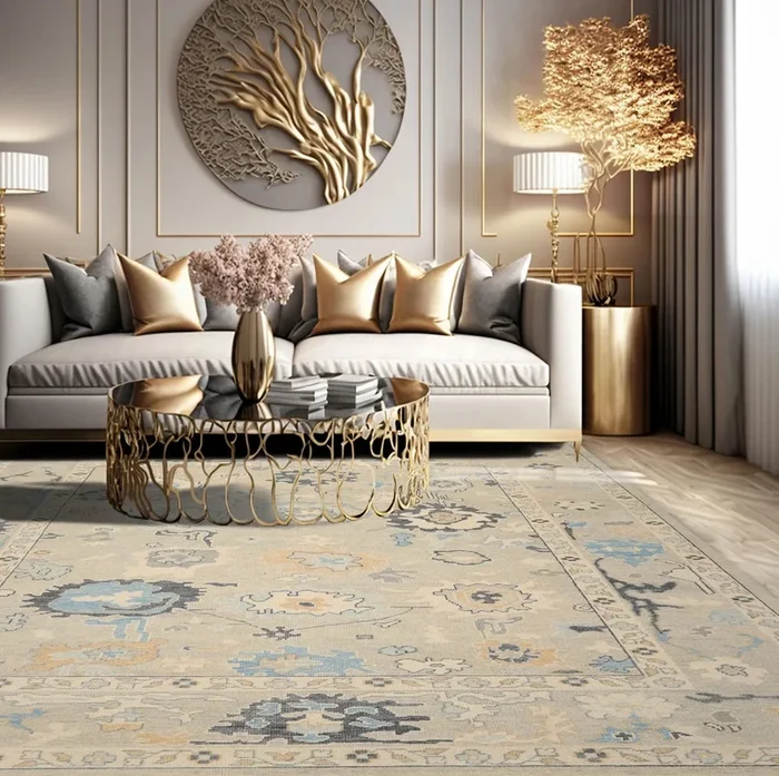 9×12 Hand Knotted All-Over Wool Oushak Traditional Oriental Area Rug Mint,Beige Color