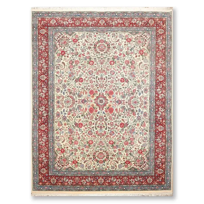 9×12 Ivory Hand Knotted 300 KPSI Kum 100% Wool Traditional Oriental Area Rug
