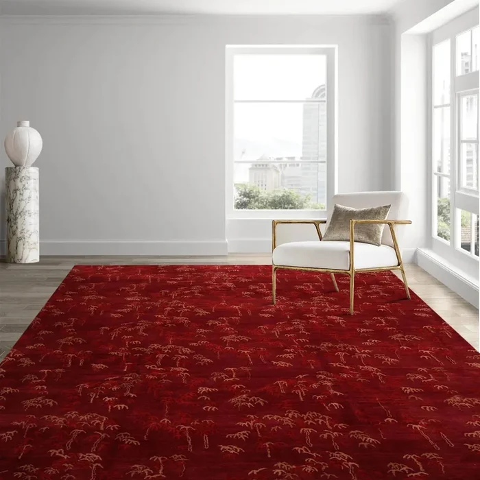 9×12 Rusty Red Hand Knotted Tibetan 100% Wool Michaelian & Kohlberg Modern & Contemporary Oriental Area Rug