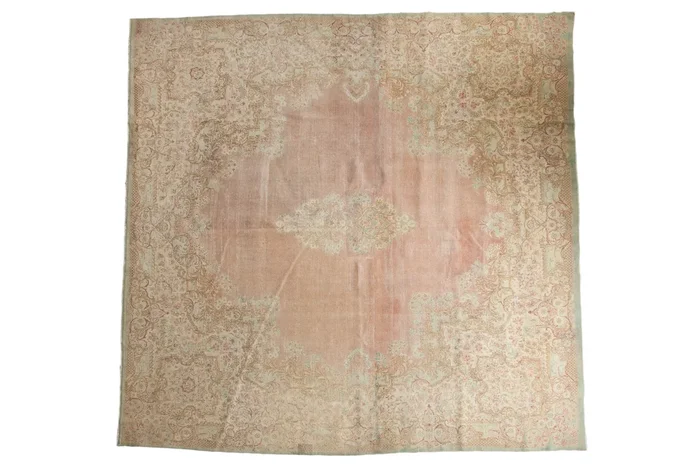 9.5×10 Vintage Distressed Fragment Kerman Square Carpet