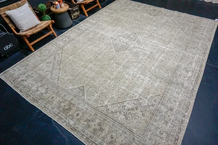 9’6 x 13’3 Classic Vintage Rug Muted Greige, Denim Blue & Graphite Carpet SB ‘4057