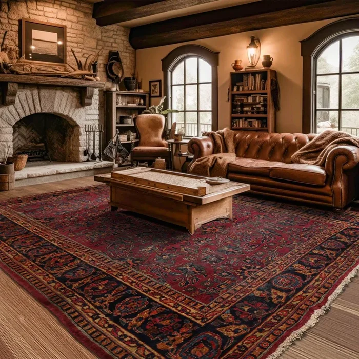 9’1″ x 12’3″ Hand Knotted 100% Wool Antique Lilihaan Traditional Area Rug Rose