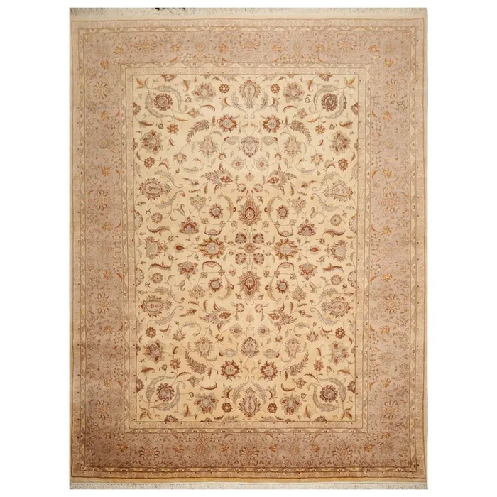 9’2″x12’4″ Hand Knotted Wool 16/18 Pak Persian 300 KPSI Oriental Area Rug Ivory