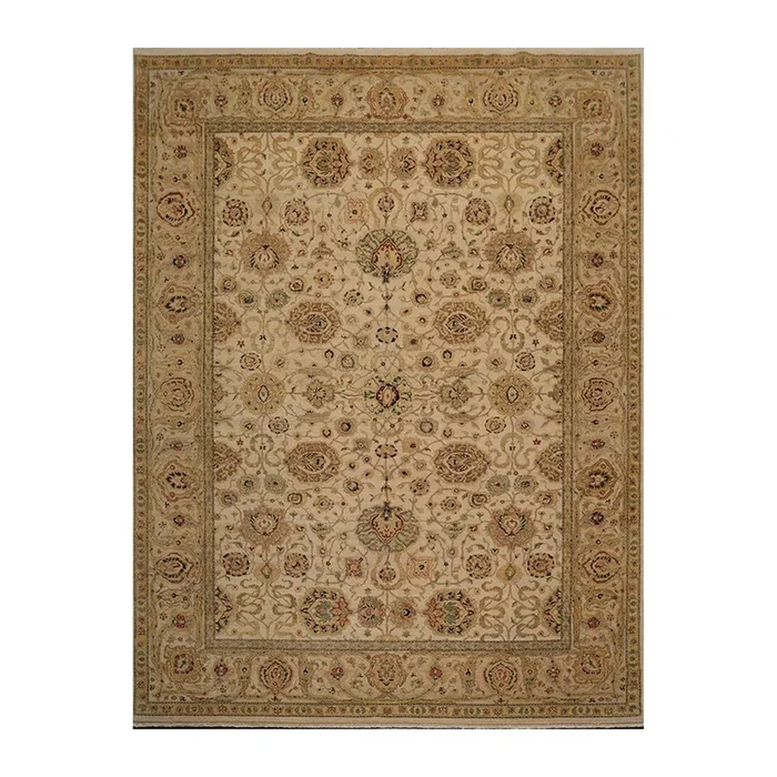 9’3″ x 12’4″ Hand Knotted Wool Agra Tea Wash 250 KPSI Oriental Area Rug Beige