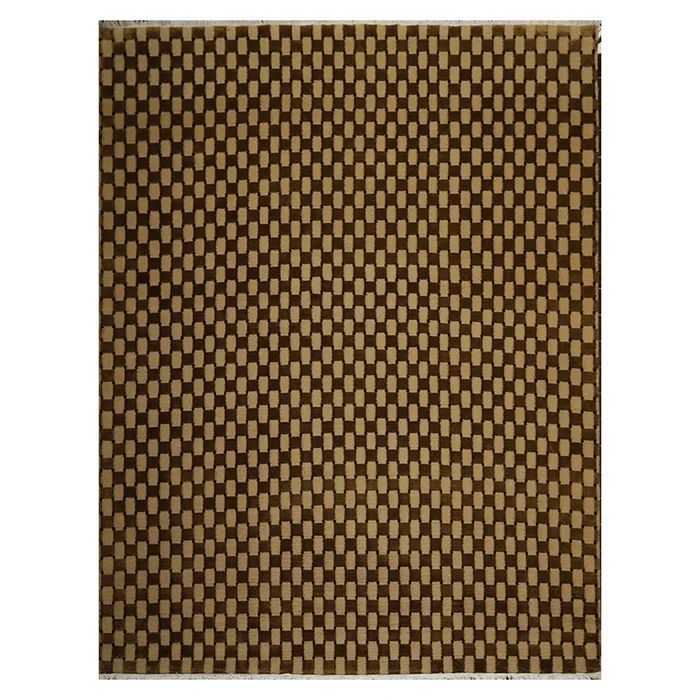9′ x 11’8″ Hand Knotted Wool Basket Weave Loop & Cut Pile Tibetan Area Rug Gold