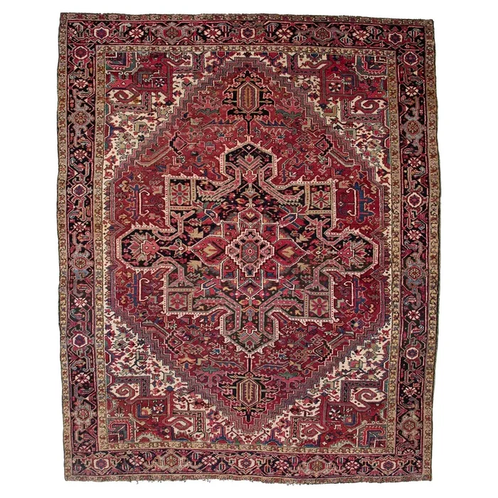 9′ x 11′ 2″ (09×11) Heriz Red/Black Wool Area Rug #018373