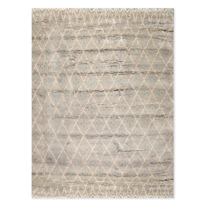 9′ x 12′ Hand Knotted Thick Pile Moroccan Wool Oriental Area Rug Gray Ivory