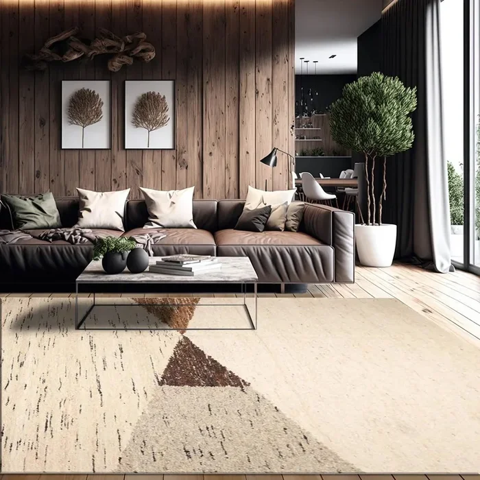9′ x 12′ Hand Woven Handmade Flatweave 100% Wool Modern & Contemporary Oriental Area Rug Ivory, Brown Color