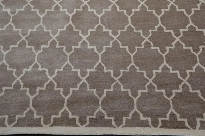9′ x 12′ Handmade 100% Wool Oriental Area rug Contemporary Taupe