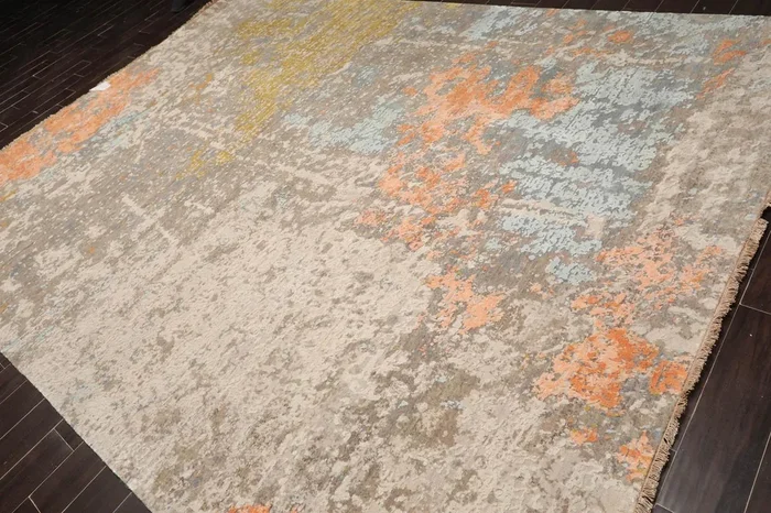 9′ x12′ Hand Knotted Sherpa Wool & Silk Modern Oriental Area Rug Tan
