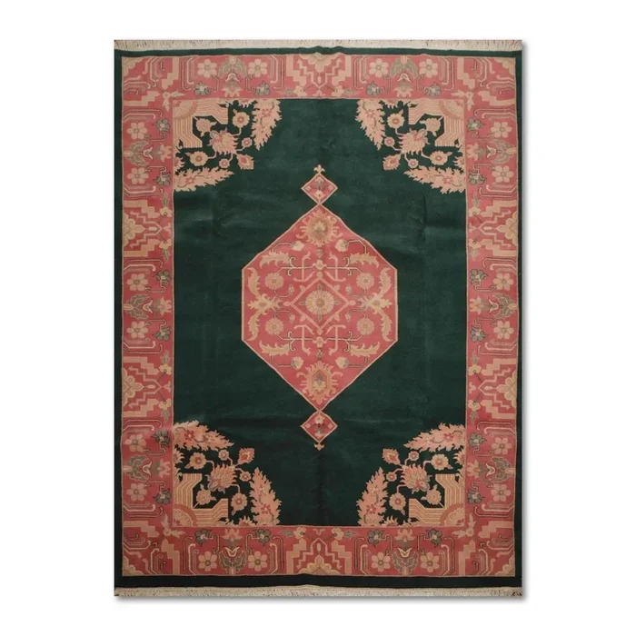 9’ x 12’ Rare Seraapi Romanian Hand Knotted 100% Wool Oriental Area Rug Green