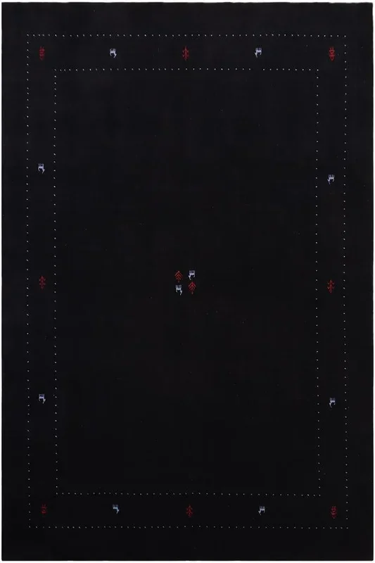 Abstract Gabbeh Bailey Black Wool Rug – 8’2” x 9’10”