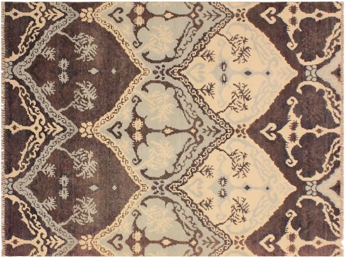 Abstract Nabila Brown/Ivory Wool&Silk Rug – 4’0” x 6’0”