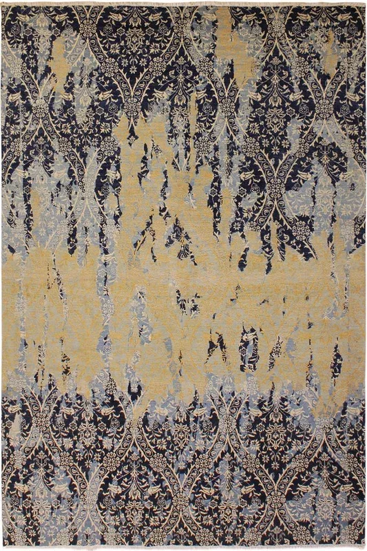 Abstract Ziegler Celina Blue/Ivory Wool Rug – 9’8” x 13’10”