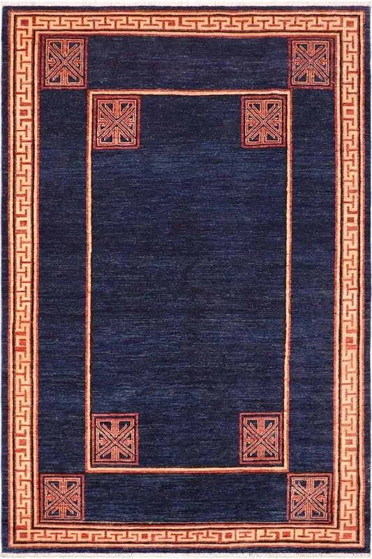 Abstract Ziegler Chantell Blue/Beige Wool Rug – 5’7” x 9’2”