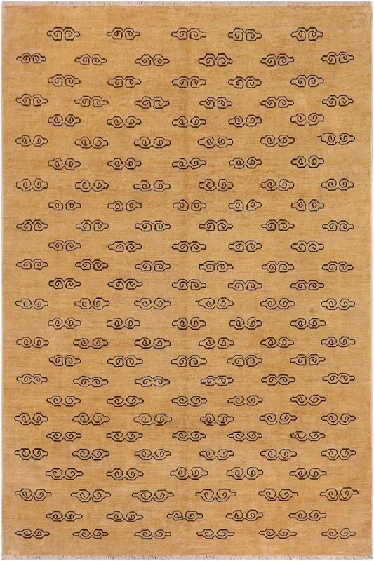 Abstract Ziegler Jeanine Tan/Blue Wool Rug – 7’10” x 9’2”