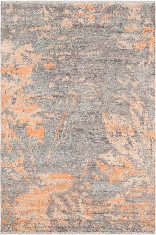 Abstract Ziegler Jesusita Gray/Beige Bamboo Silk Rug – 5’5” x 8’0”