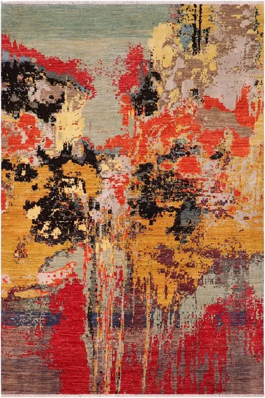 Abstract Ziegler Oliver Rust/Red Wool&Silk Rug – 6’0” x 9’1”