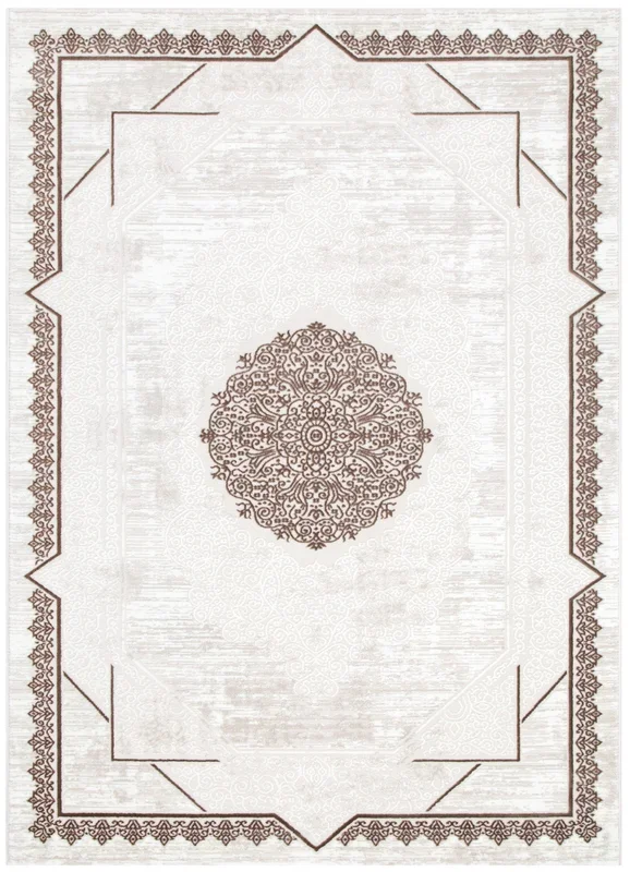 Amalfi Oriental Border Medallion Cream Brown Rug – AMAL08