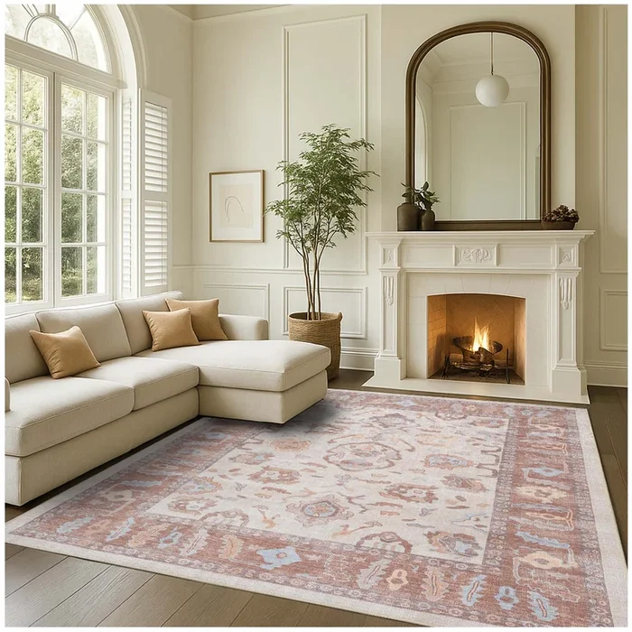 Anais Boho Brown Ivory Modern Oushak Rug