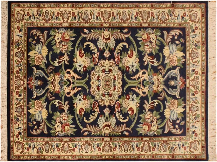 Anarkali Heritage Jacque Blue/Beige Wool Rug – 3’2” x 5’3”