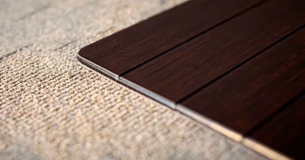 Anji Mountain 36 in. X 48 in. Dark Cherry Standard Bamboo Chair Mat with lip