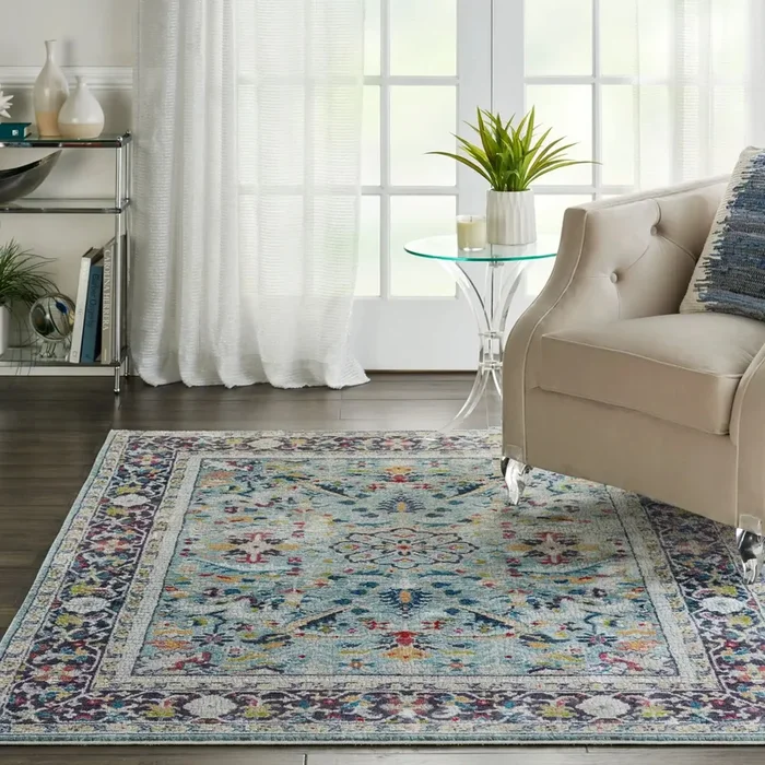 ANKARA GLOBAL ANR14 Teal Multi Rug