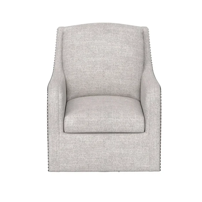 Anna Swivel Accent Chair Feathered Silver
