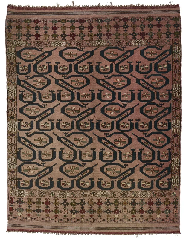 ANTIQUE AFGHAN 4×5 AREA RUG