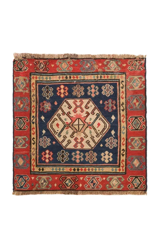 Antique caucasian Shahsavan soumak bagface 1’5″ x 1’5″