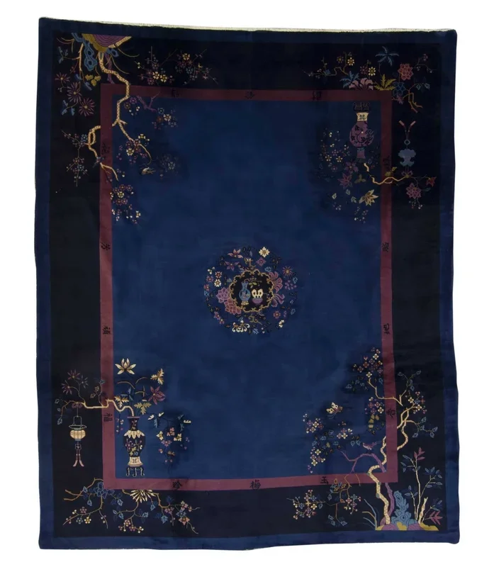 ANTIQUE CHINESE ART DECO MANDARIN BLUE 9′ 3″ x 11′ 5″