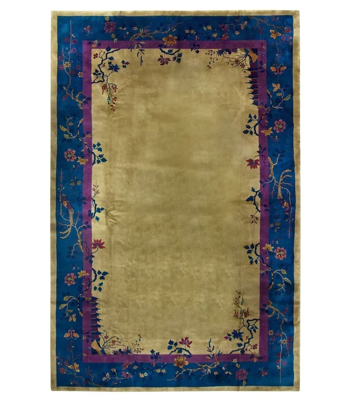 ANTIQUE CHINESE MANDARIN, TAUPE FIELD 10′ 1” x 15′ 6”
