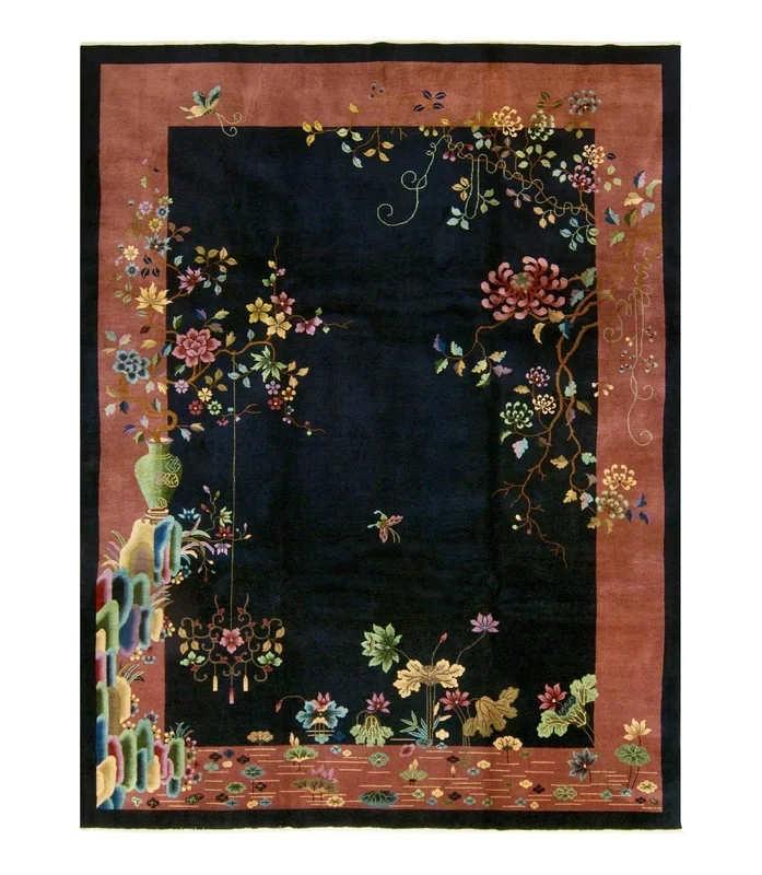 ANTIQUE CHINESE NICHOLS ART DECO BLUE 11′ 6” x 8′ 10”