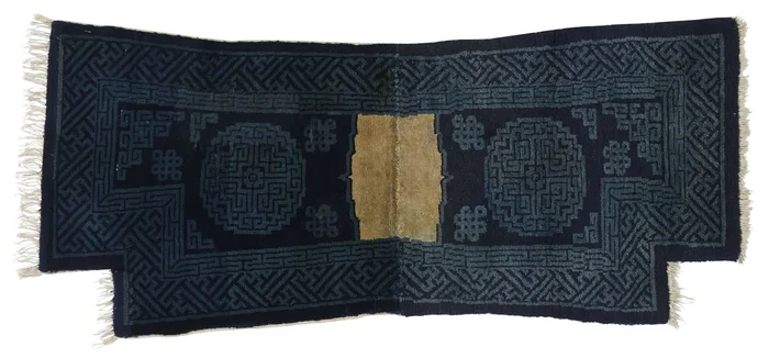 ANTIQUE CHINESE PAO TAO DO BLUE SADDLECLOTH 1’10” x 4’2″