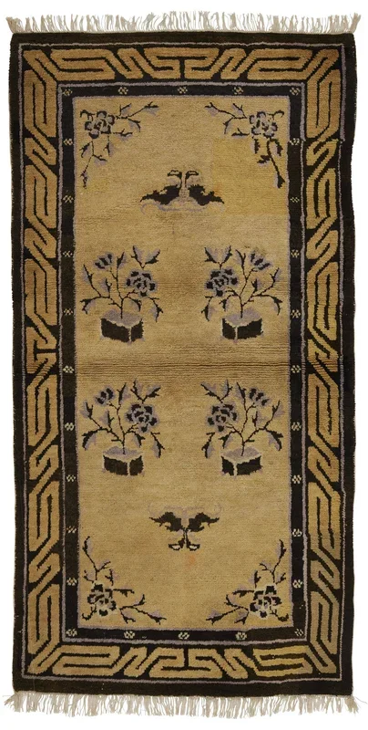 ANTIQUE CHINESE PAO TAO GOLD 2′ 6” x 5′ 2”