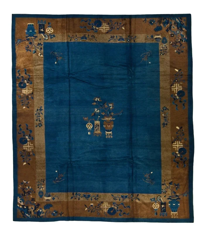 ANTIQUE CHINESE PEKING BLUE BROWN 8 X 10