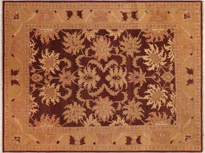 Antique Lavastone Low-Pile Ardis Red/Gold Wool Rug – 7’9” x 9’7”