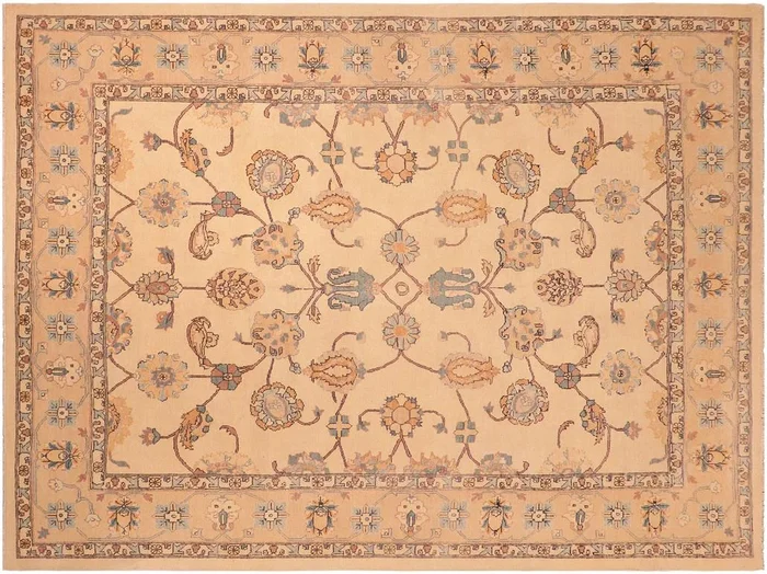 Antique Lavastone Low-Pile Gala Beige/Blue Wool Rug – 8’0” x 10’2”