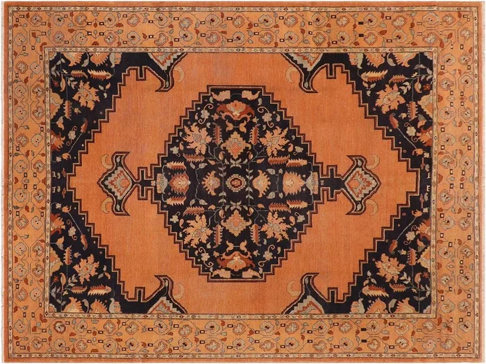 Antique Lavastone Low-Pile Maddie Rust/Blue Wool Rug – 7’10” x 10’7”