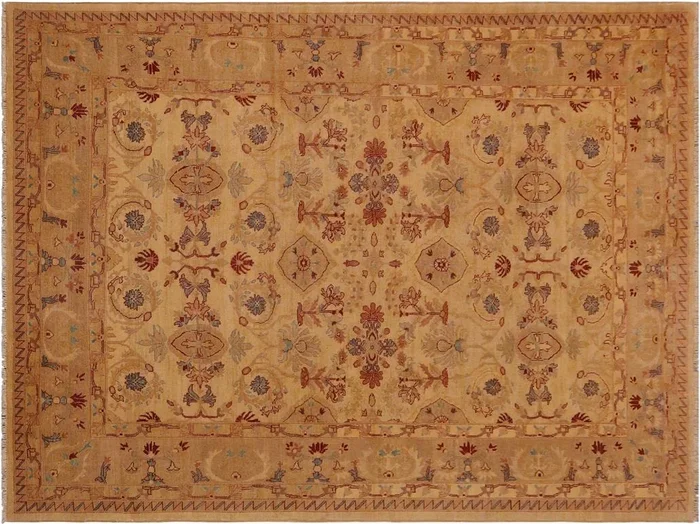 Antique Lavastone Low-Pile Moriah Gold/Tan Wool Rug – 9’4” x 12’3”