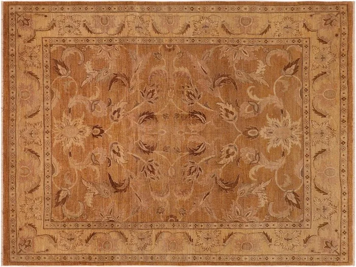 Antique Lavastone Low-Pile Regan Brown/Gold Wool Rug – 8’3” x 9’5”