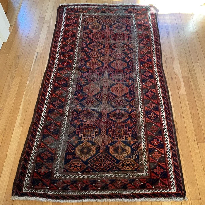 Antique Rug, 3′ 5 x 6′ 5 Blue