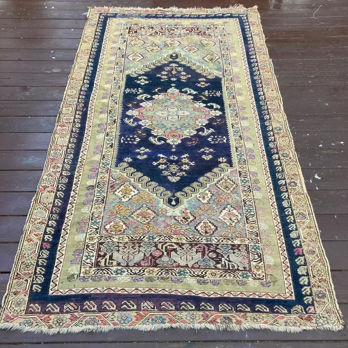 Antique Rug, 4′ 6 x 8′ 6 Blue