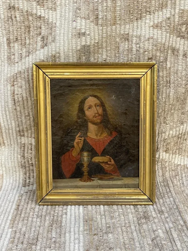 Antique Russian Painting of Jesus Christ Rug – 1’4″ x 1’7″