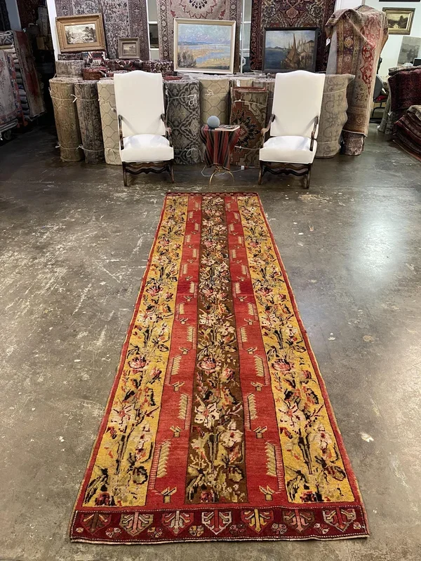 Antique Turkish Mudjar Rug – 3’5″ x 12’6″