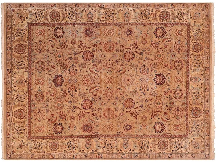 Antique Vegetable Dyed Agra Vicki Tan/Tan Wool Rug – 8’2” x 10’1”