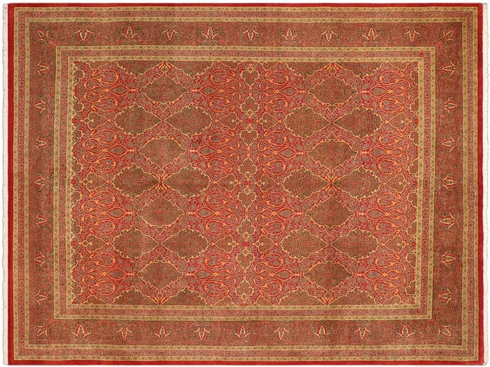 Antique Vegetable Dyed Gretta Rust/Green Wool Rug – 9’1” x 11’7”