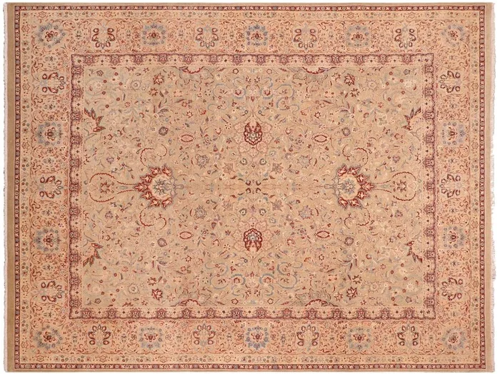 Antique Vegetable Dyed Kashan Karyl Taupe/Tan Wool Rug – 8’1” x 10’3”