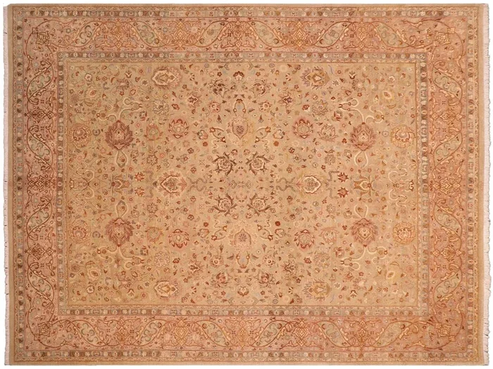 Antique Vegetable Dyed Kashan Taupe/Brown Wool Rug – 8’4” x 10’4”