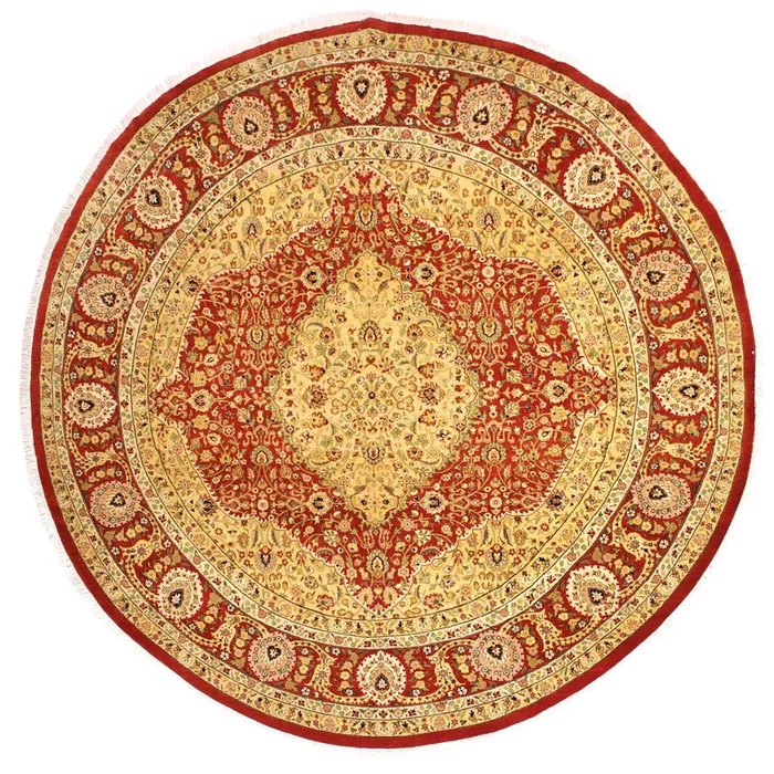 Antique Vegetable Dyed Lita Rust/Ivory Wool Round – 8’11” x 9’0”